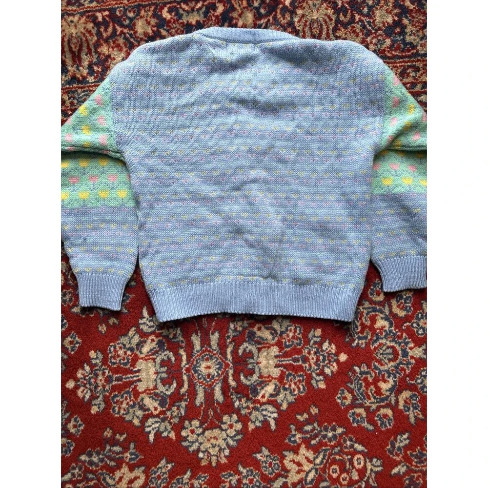 Vintage Two of Hearts Kids Sweater Large Crew Neck 90s Knit Cardigan L 6x